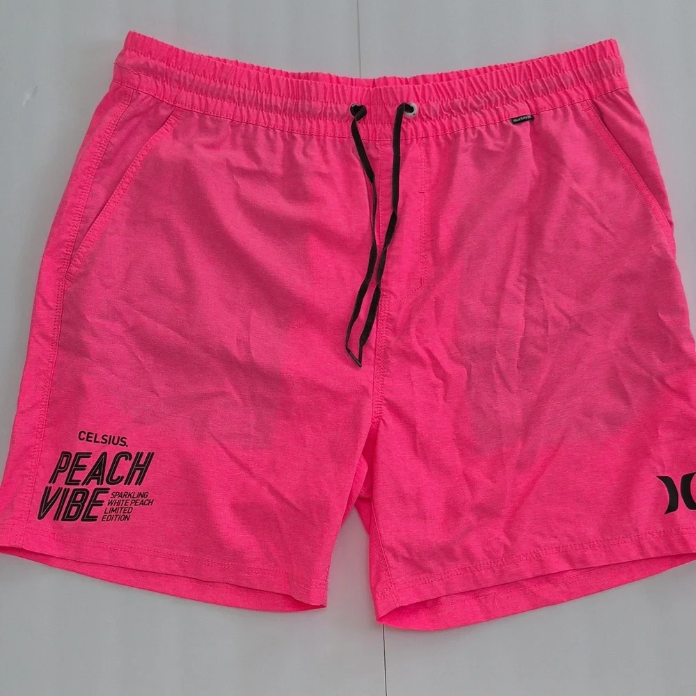 Hurley Celsius Promo Peach Vibe Bright Pink Edition Swim Shorts Swimsuit Men's L